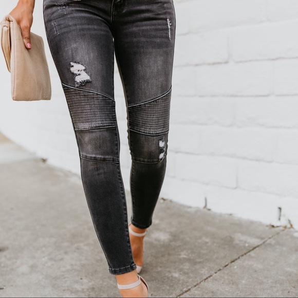 CLEARANCE-FIRM‼️5🌟Black Wash Moto Skinnies - Picture 7 of 8